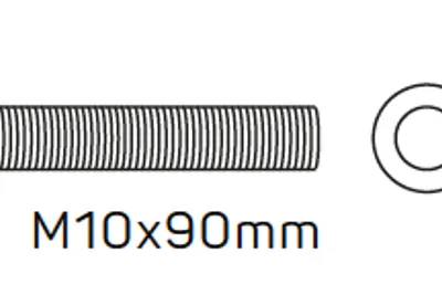 Center - M10x90mm washers, nut
