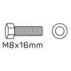 Backboard M8x16mm incl. washer